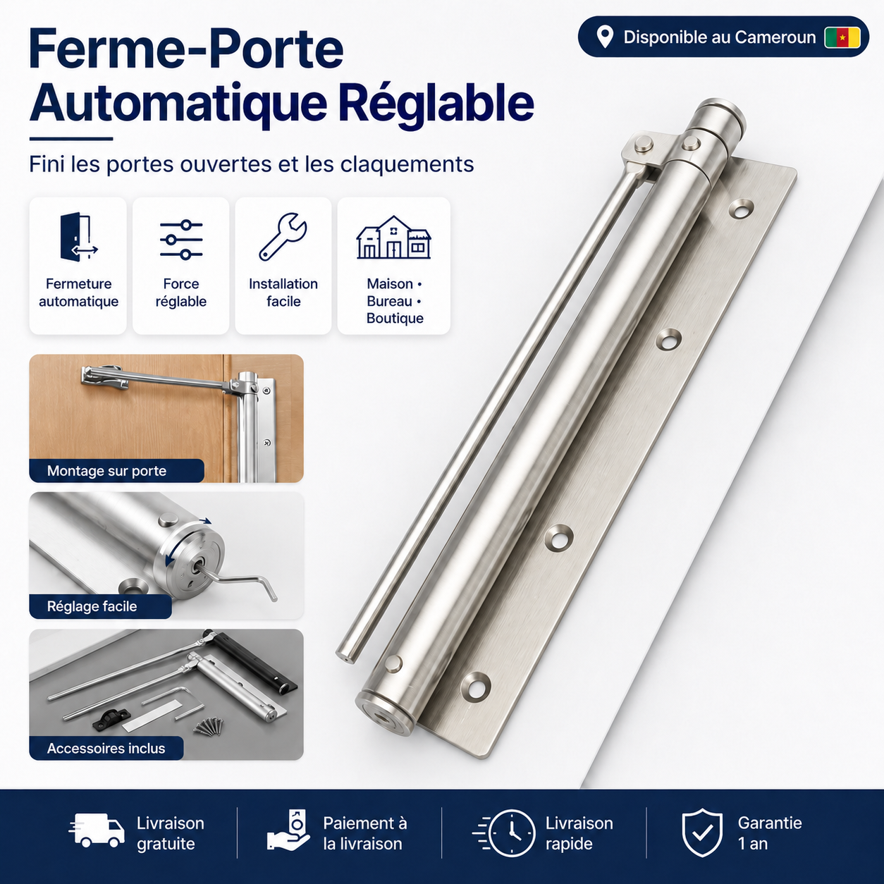 Ferme-Porte Anti-Claquement Inox