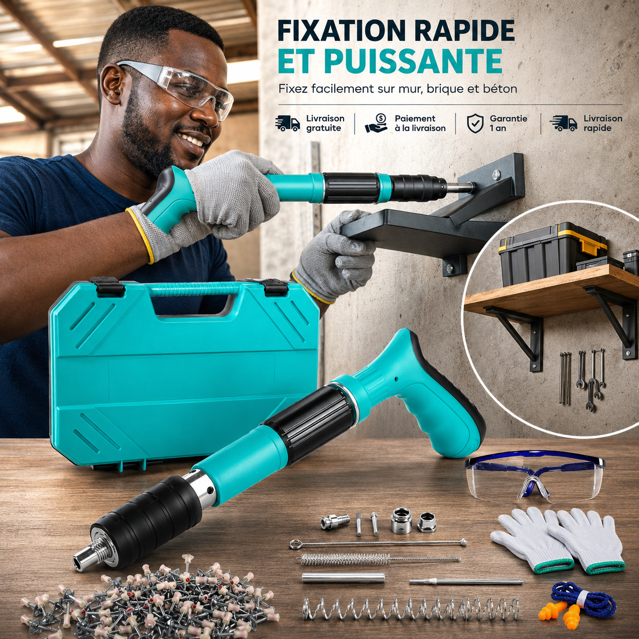 Outil de Fixation Manuel pour Béton – Rapide, Puissant & Sans Perceuse