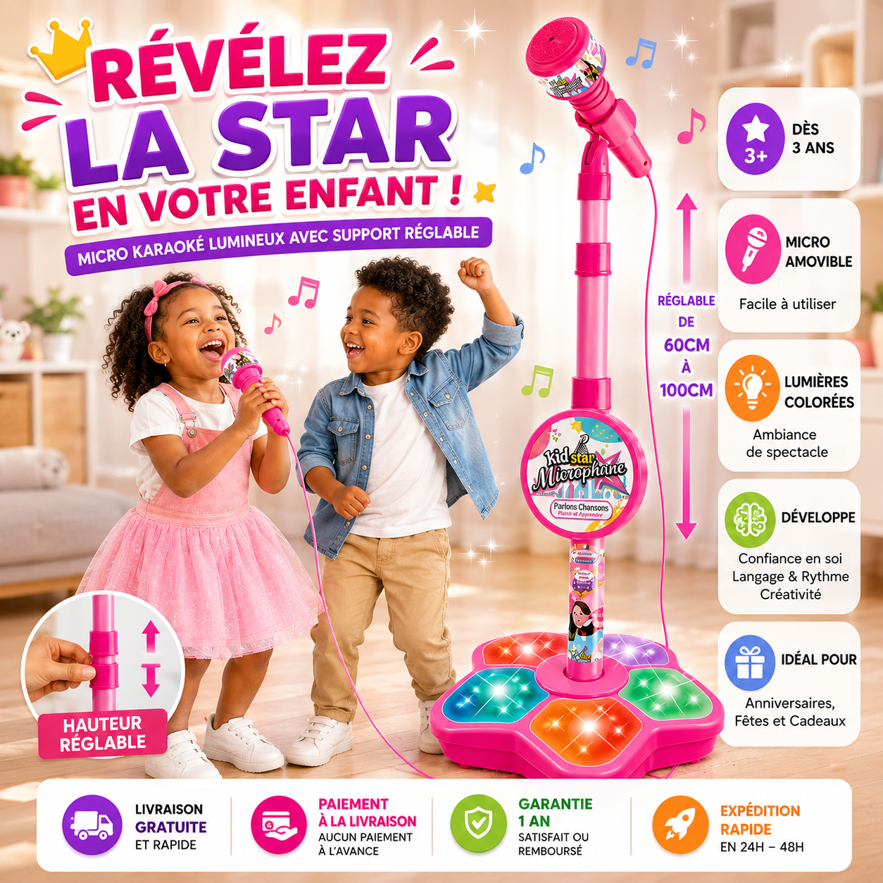 Set Karaoké Enfant Lumineux™ – Révélez la Star en Votre Enfant