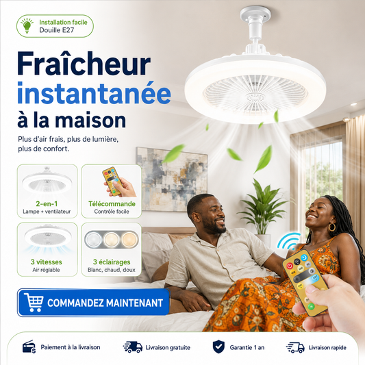Ventilateur LED 2-en-1™ – Rafraîchissez et Éclairez Votre Pièce en Un Clic