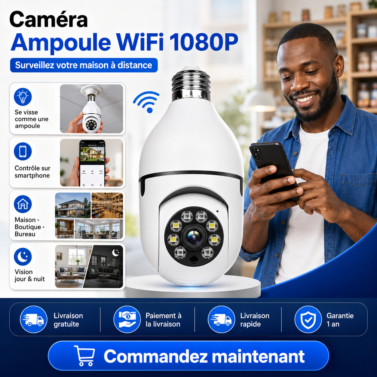Caméra Ampoule WiFi – Maison Sous Contrôle Depuis Votre Téléphone