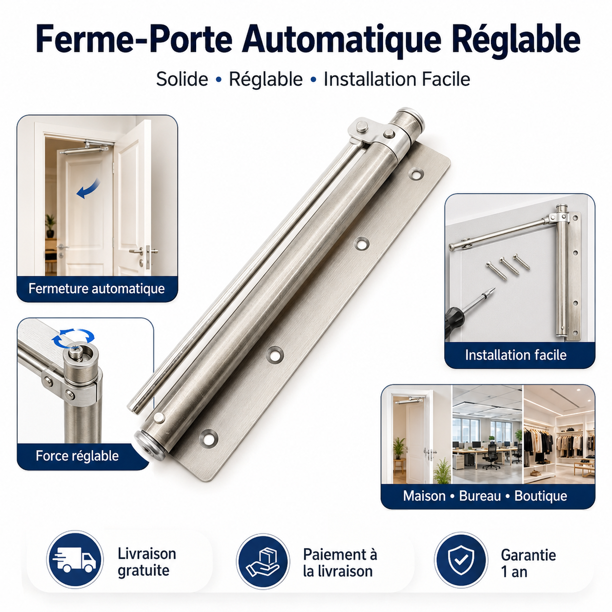 Ferme-Porte Anti-Claquement Inox