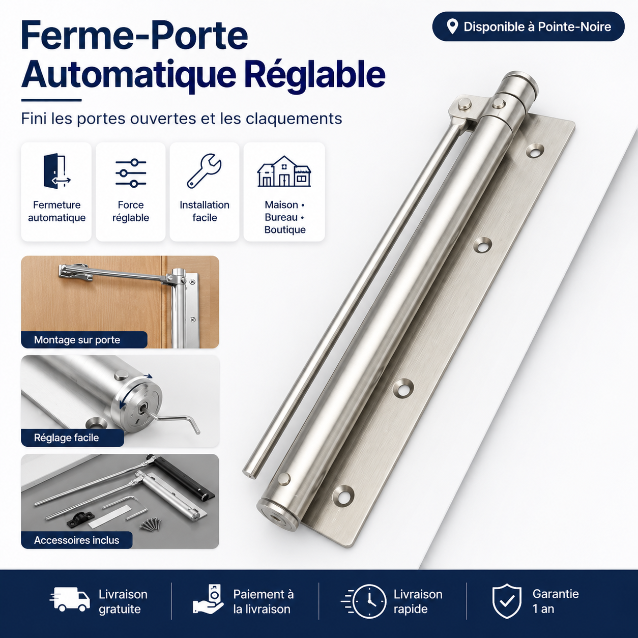 Ferme-Porte Anti-Claquement Inox