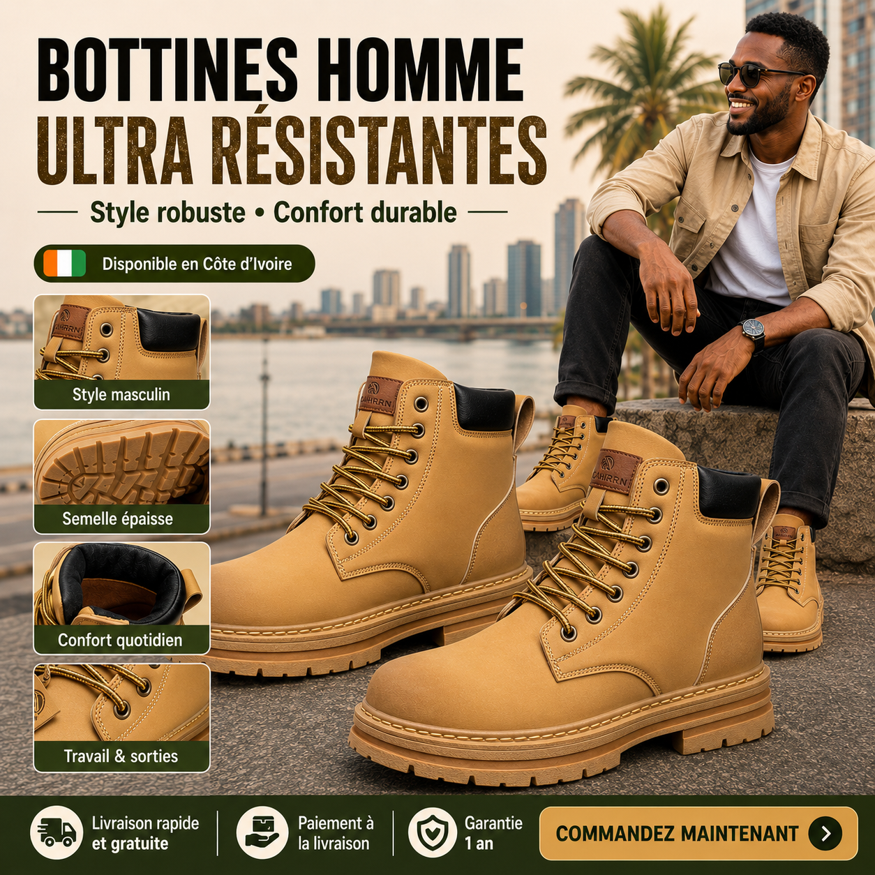 Bottines Homme Ultra Résistantes – Confort & Style Robuste