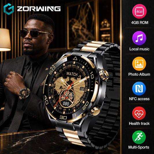 Montre Connectée Homme Luxe – Appels, WhatsApp, NFC & Suivi Santé